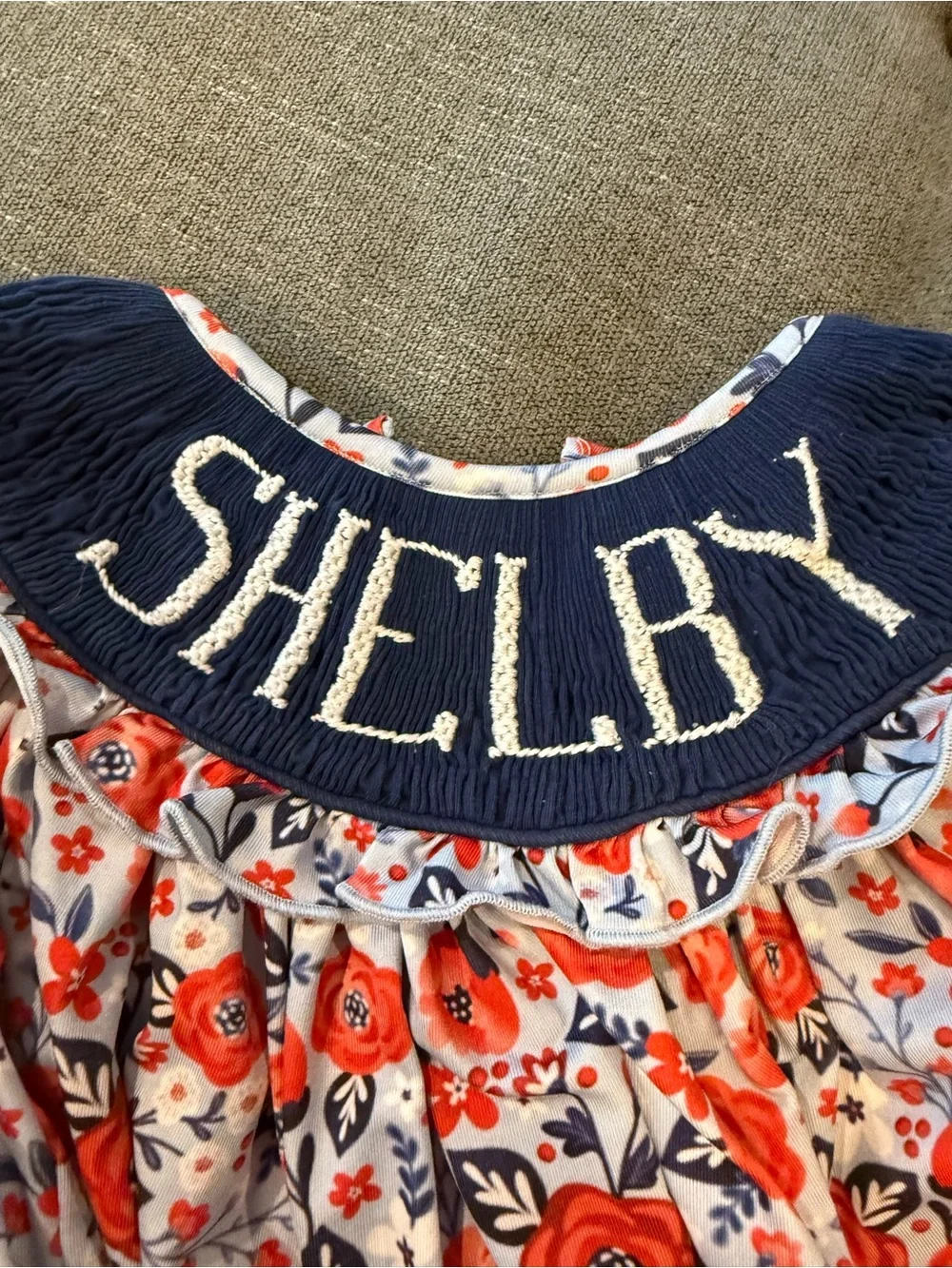 Smocked 'SHELBY' Floral Tank & Navy Bloomers Set